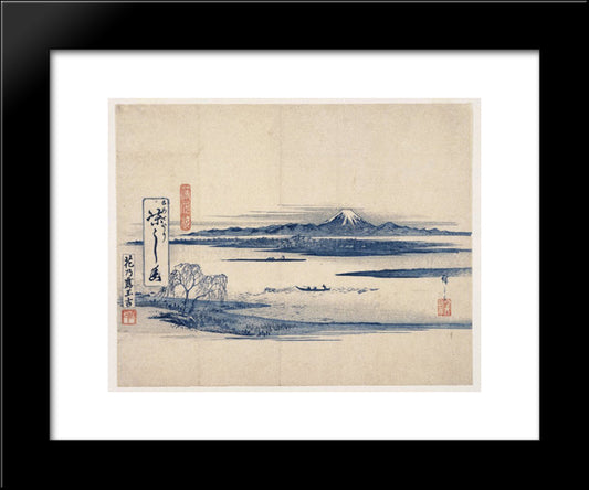 View Of Fuji 20x24 Black Modern Wood Framed Art Print Poster by Hiroshige