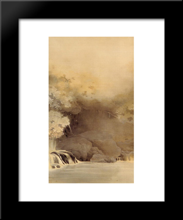 Autumn Landscape With Colored Leaves 20x24 Black Modern Wood Framed Art Print Poster by Shunso, Hishida