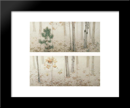 Fallen Leaves (Ochiba) 20x24 Black Modern Wood Framed Art Print Poster by Shunso, Hishida