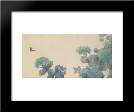 Hydrangeas 20x24 Black Modern Wood Framed Art Print Poster by Shunso, Hishida