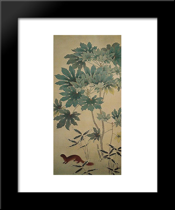 Squirrel 20x24 Black Modern Wood Framed Art Print Poster by Shunso, Hishida