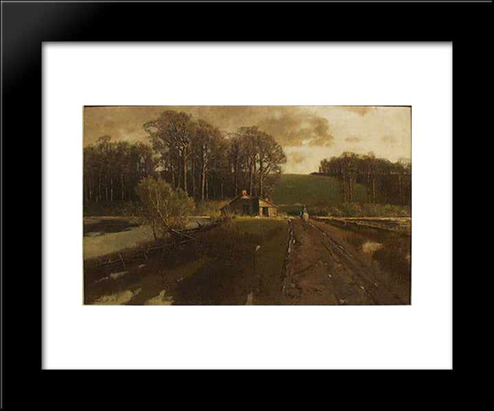 Horse And Rider In A Landscape 20x24 Black Modern Wood Framed Art Print Poster by Watson, Homer