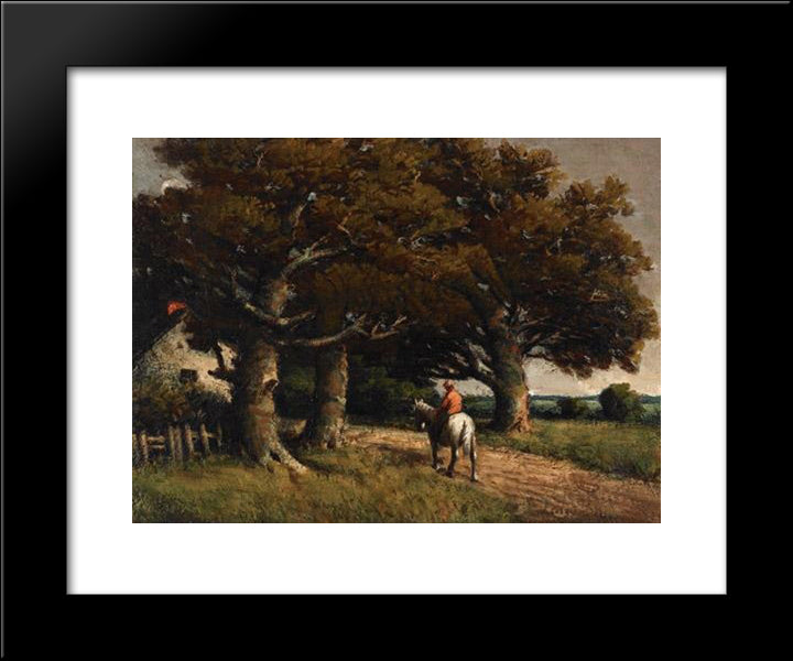 Landscape With Horse And Rider 20x24 Black Modern Wood Framed Art Print Poster by Watson, Homer