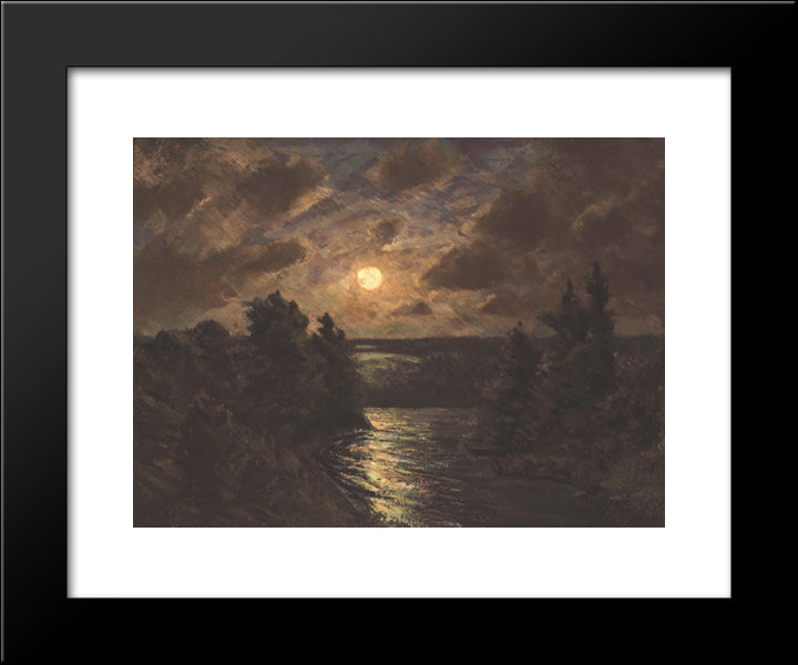 Moonlight On The Grand 20x24 Black Modern Wood Framed Art Print Poster by Watson, Homer