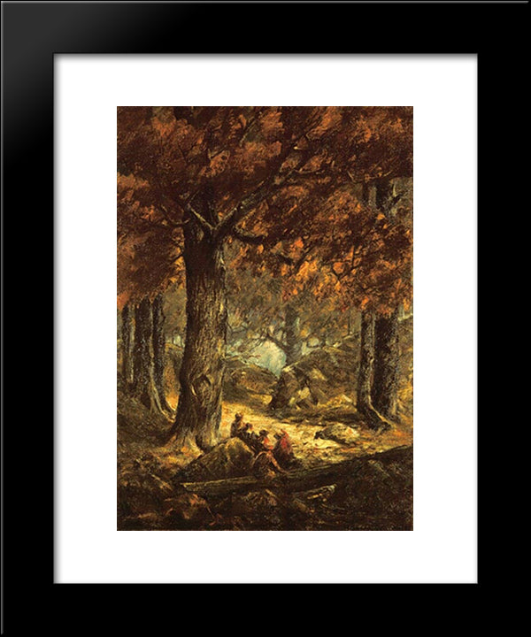 Nut Gatherers In The Forest 20x24 Black Modern Wood Framed Art Print Poster by Watson, Homer