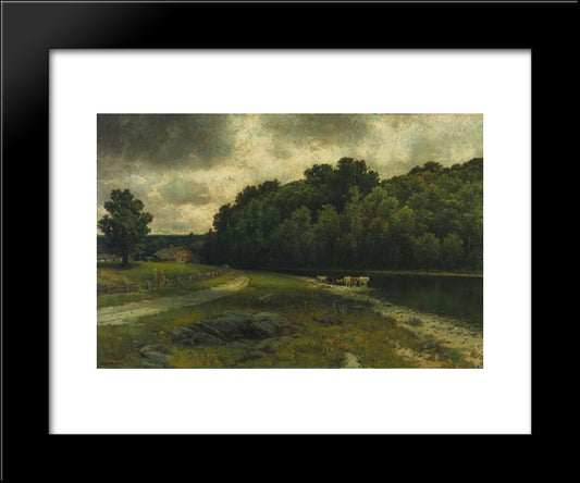 On The Grand River At Doon 20x24 Black Modern Wood Framed Art Print Poster by Watson, Homer