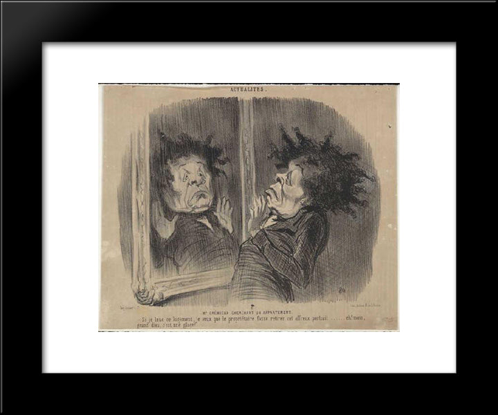 Adolphe Cremieux (Mr Cremieux Seeking An Apartment) 20x24 Black Modern Wood Framed Art Print Poster by Daumier, Honore