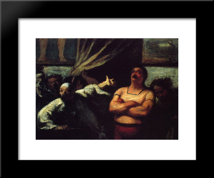 Barker At A Fair Booth 20x24 Black Modern Wood Framed Art Print Poster by Daumier, Honore