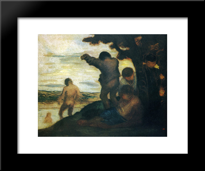 Bathers 20x24 Black Modern Wood Framed Art Print Poster by Daumier, Honore