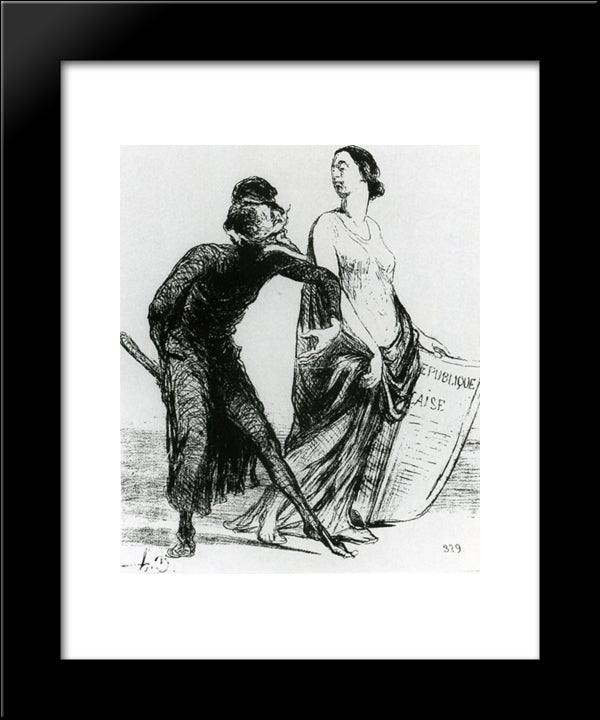 Beautiful Injury, Want You To Accept My Arm 20x24 Black Modern Wood Framed Art Print Poster by Daumier, Honore