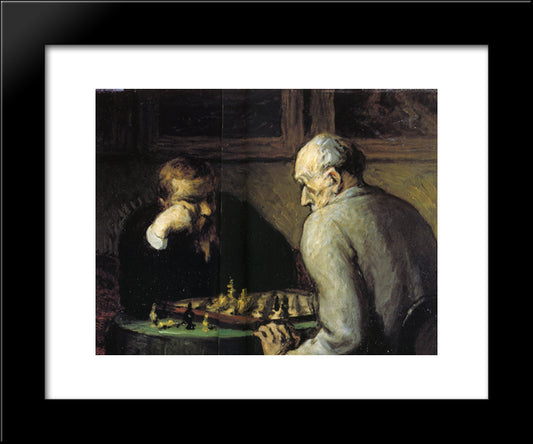 Chess-Players 20x24 Black Modern Wood Framed Art Print Poster by Daumier, Honore