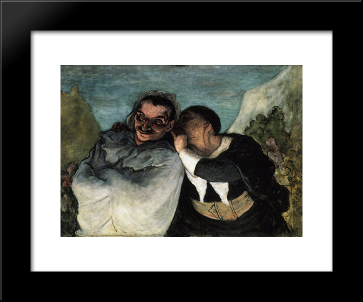 Crispin And Scapin 20x24 Black Modern Wood Framed Art Print Poster by Daumier, Honore