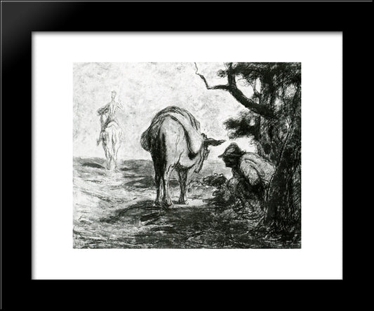 Don Quixote And Sancho Pansa 20x24 Black Modern Wood Framed Art Print Poster by Daumier, Honore