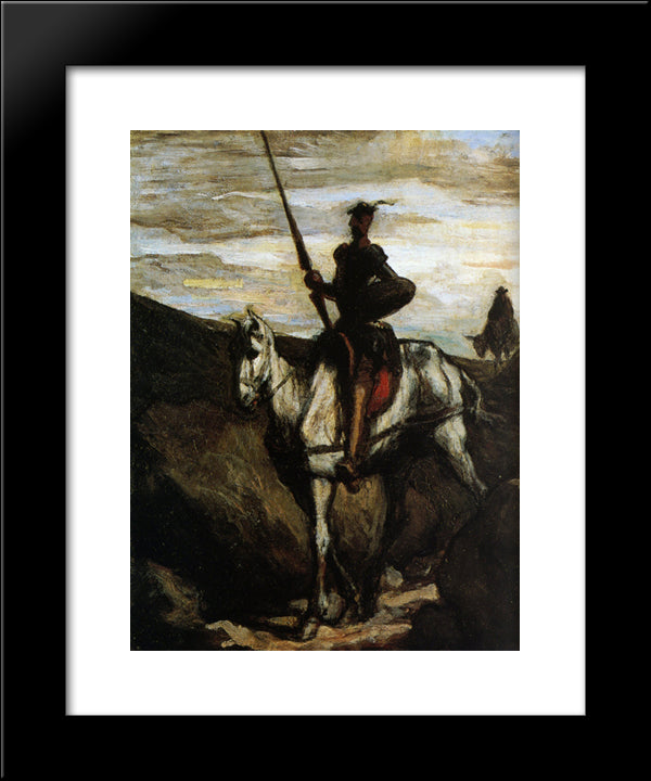 Don Quixote And Sancho Panza Going To The Wedding Gamaches 20x24 Black Modern Wood Framed Art Print Poster by Daumier, Honore