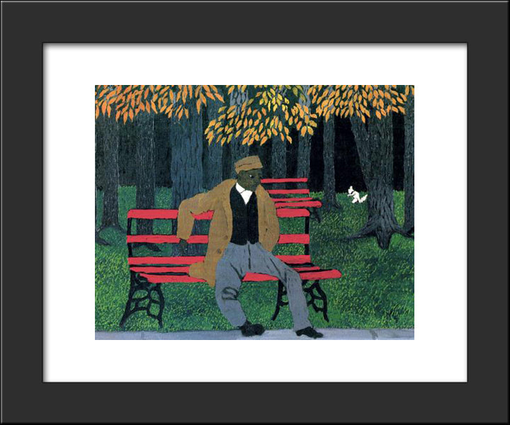 Man On A Bench 20x24 Black Modern Wood Framed Art Print Poster by Pippin, Horace