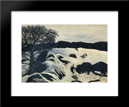 The Buffalo Hunt 20x24 Black Modern Wood Framed Art Print Poster by Pippin, Horace