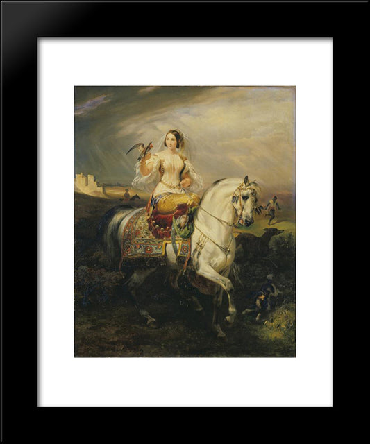 An Algerian Lady Hawking 20x24 Black Modern Wood Framed Art Print Poster by Vernet, Horace