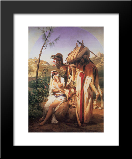 Juda Et Thamar 20x24 Black Modern Wood Framed Art Print Poster by Vernet, Horace