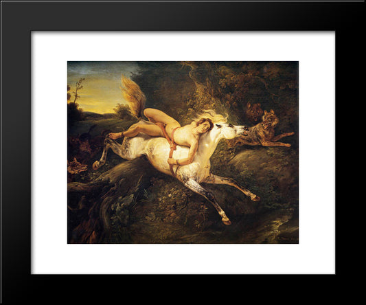 Mazeppa And The Wolves 20x24 Black Modern Wood Framed Art Print Poster by Vernet, Horace