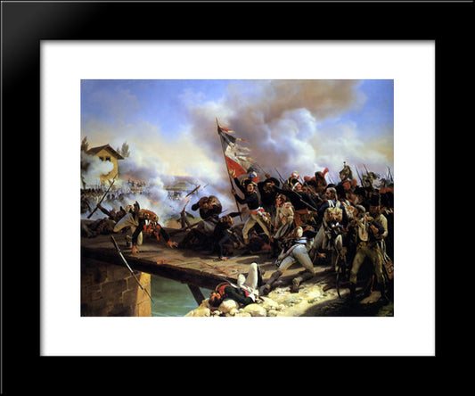 Napoleon Bonaparte Leading His Troops Over The Bridge Of Arcol 20x24 Black Modern Wood Framed Art Print Poster by Vernet, Horace