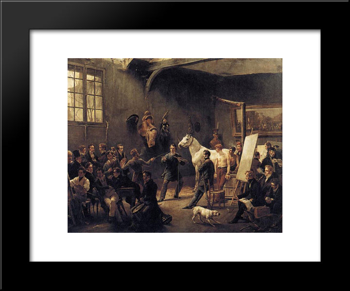 The Artist'S Studio 20x24 Black Modern Wood Framed Art Print Poster by Vernet, Horace