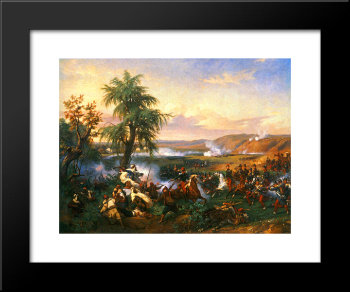 The Battle Of Habra, Algeria, December 1835 20x24 Black Modern Wood Framed Art Print Poster by Vernet, Horace