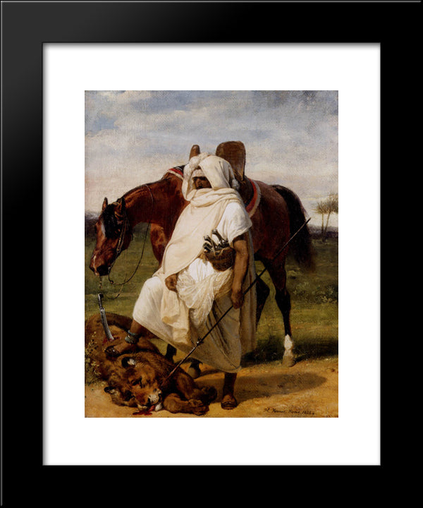 The Lion Hunter 20x24 Black Modern Wood Framed Art Print Poster by Vernet, Horace