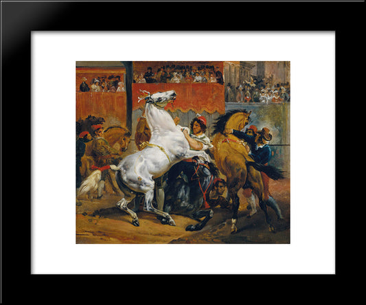 The Start Of The Race Of The Riderless Horses 20x24 Black Modern Wood Framed Art Print Poster by Vernet, Horace