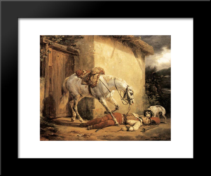 The Wounded Trumpeteer 20x24 Black Modern Wood Framed Art Print Poster by Vernet, Horace