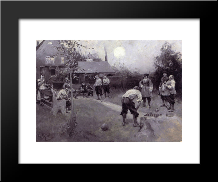 Bowling 20x24 Black Modern Wood Framed Art Print Poster by Pyle, Howard
