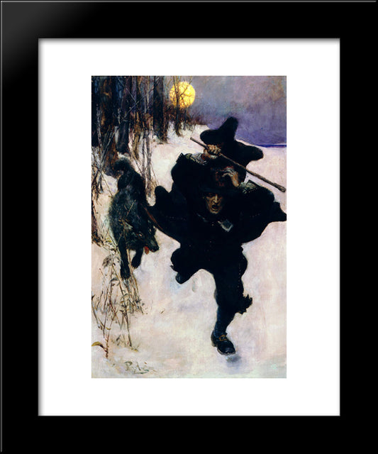 Once It Chased Dr. Wilkerson Into The Very Town Itself 20x24 Black Modern Wood Framed Art Print Poster by Pyle, Howard