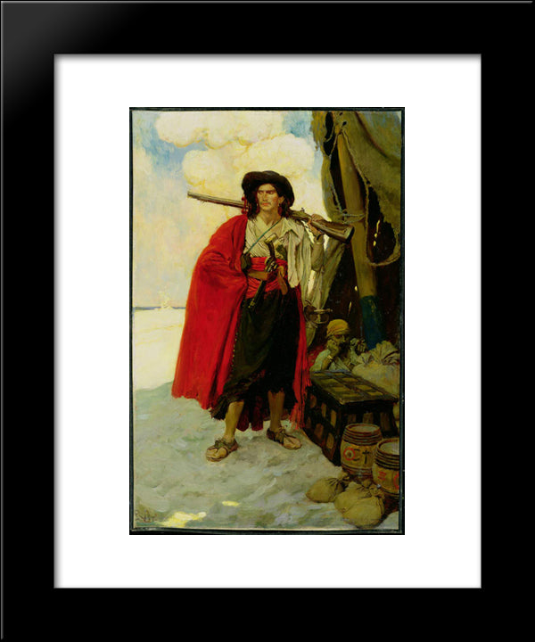 The Buccaneer Was A Picturesque Fellow 20x24 Black Modern Wood Framed Art Print Poster by Pyle, Howard