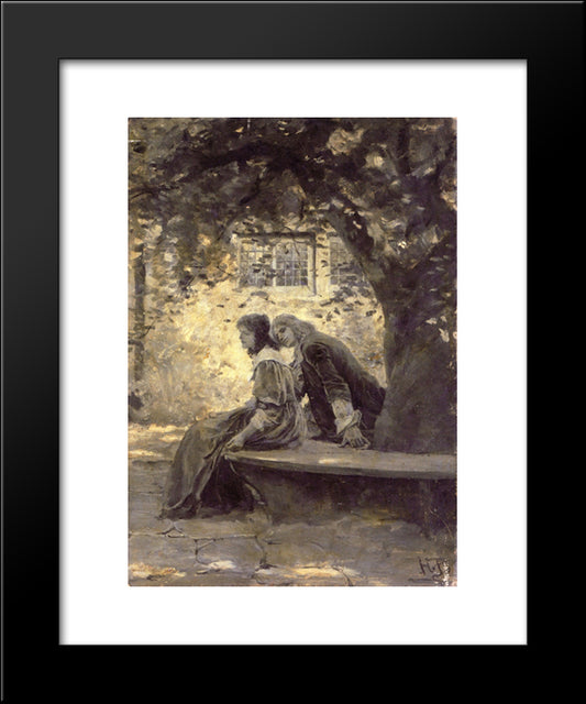 Two Lovers In A Garden 20x24 Black Modern Wood Framed Art Print Poster by Pyle, Howard