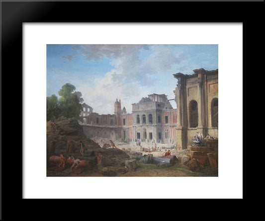 Demolition Of The Chateau Of Meudon 20x24 Black Modern Wood Framed Art Print Poster by Robert, Hubert