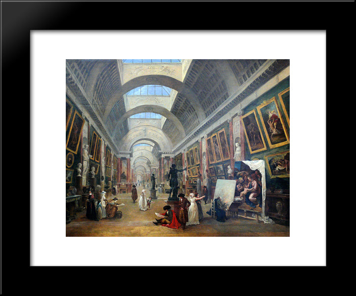 Projet D'Amenagement De La Grande Galerie Du Louvre 20x24 Black Modern Wood Framed Art Print Poster by Robert, Hubert