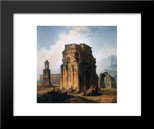 The Arc De Triomphe And The Theatre Of Orange 20x24 Black Modern Wood Framed Art Print Poster by Robert, Hubert