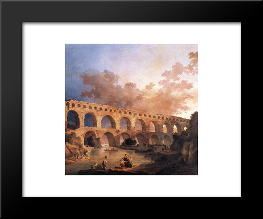 The Pont Du Gard 20x24 Black Modern Wood Framed Art Print Poster by Robert, Hubert