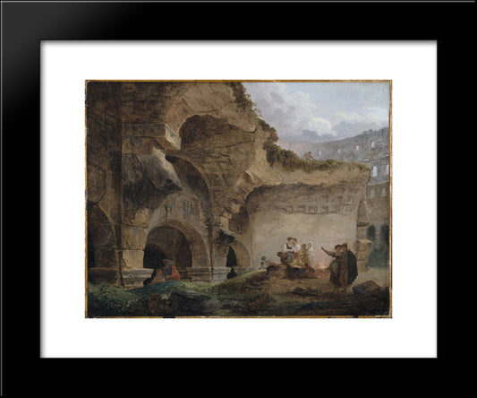 Washerwomen In The Ruins Of The Colosseum 20x24 Black Modern Wood Framed Art Print Poster by Robert, Hubert