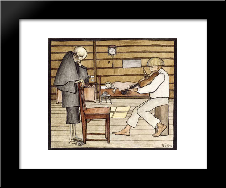 Death Listens 20x24 Black Modern Wood Framed Art Print Poster by Simberg, Hugo