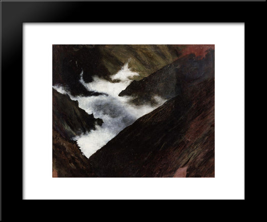 Mountain Stream In Caucasia 20x24 Black Modern Wood Framed Art Print Poster by Simberg, Hugo