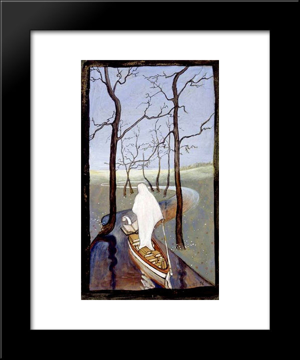 On The Stream Of Life 20x24 Black Modern Wood Framed Art Print Poster by Simberg, Hugo