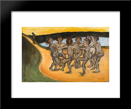 Round Dance 20x24 Black Modern Wood Framed Art Print Poster by Simberg, Hugo