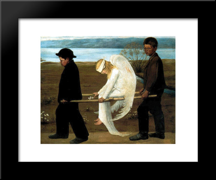 The Wounded Angel 20x24 Black Modern Wood Framed Art Print Poster by Simberg, Hugo