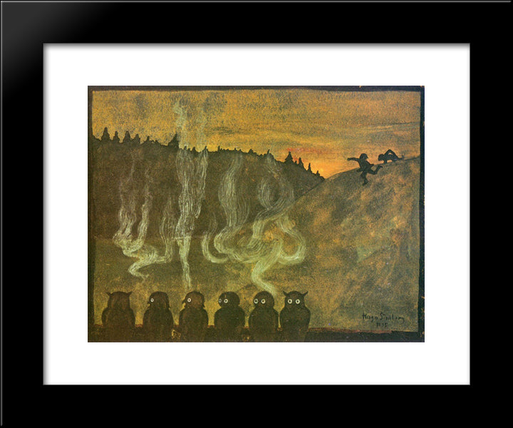 Waiting For Dawn 20x24 Black Modern Wood Framed Art Print Poster by Simberg, Hugo