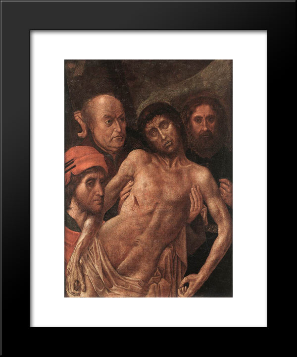 Deposition Diptych (Small Deposition, Left Wing) 20x24 Black Modern Wood Framed Art Print Poster by van der Goes, Hugo
