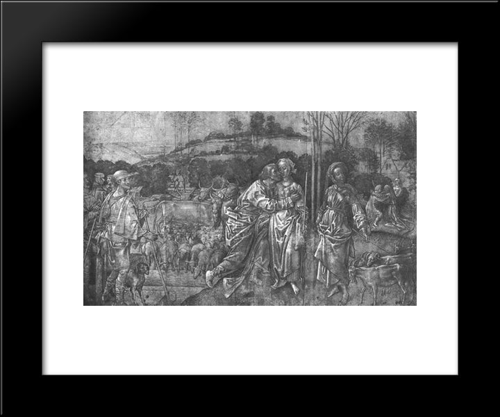 Jacob And Rachel 20x24 Black Modern Wood Framed Art Print Poster by van der Goes, Hugo