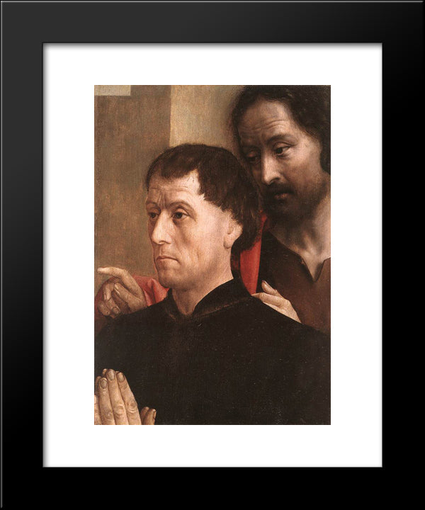 Portrait Of A Man Of Prayer With St. John The Baptist 20x24 Black Modern Wood Framed Art Print Poster by van der Goes, Hugo