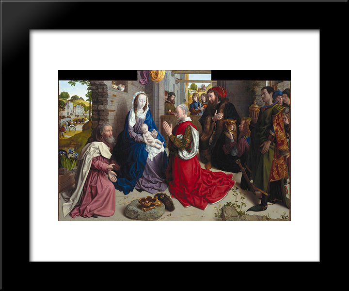 The Adoration Of The Kings (Monforte Altar) 20x24 Black Modern Wood Framed Art Print Poster by van der Goes, Hugo