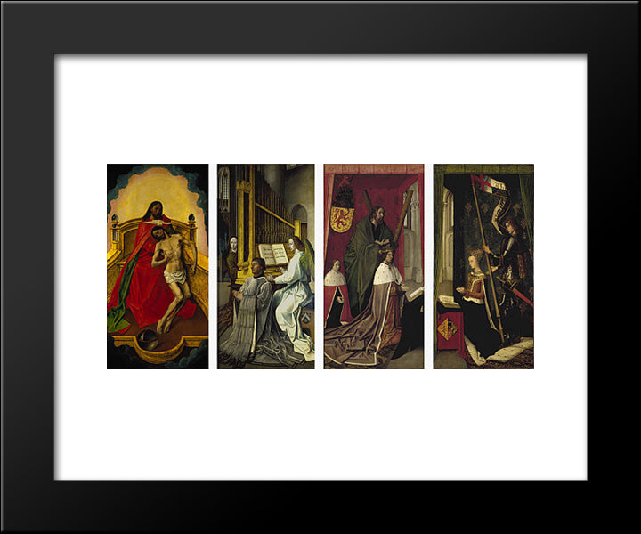 The Trinity Altar Panels 20x24 Black Modern Wood Framed Art Print Poster by van der Goes, Hugo