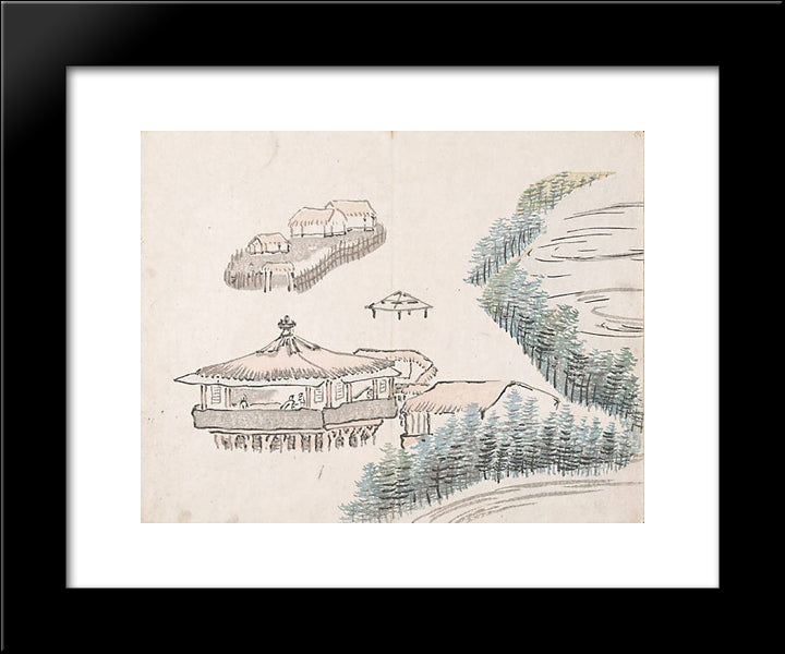 Untitled (Houses By The Water) 20x24 Black Modern Wood Framed Art Print Poster by no Taiga, Ike